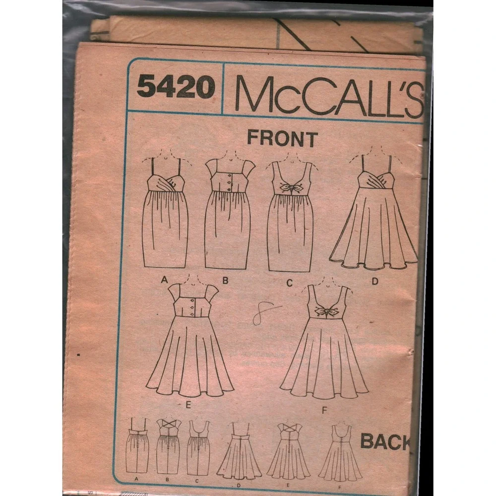Vintage McCall's 5420 Misses Dress Sewing Pattern 6 Styles Slim Full Skirt 1970s